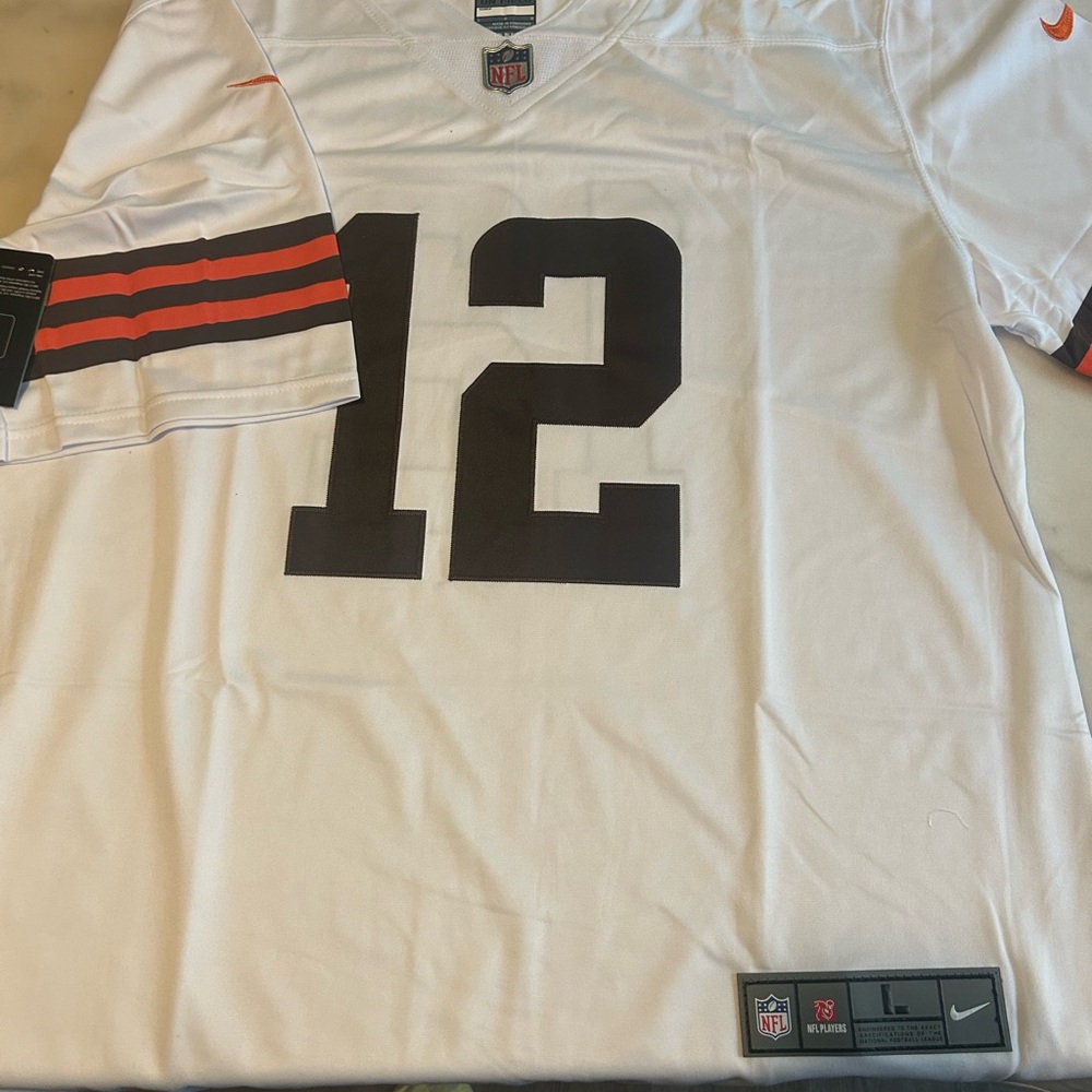Shedeur Sanders Cleveland Browns Nike White Jersey with Black and Orange Details